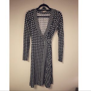 Geometric patterned wrap dress